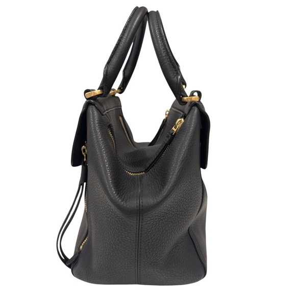 Tory Burch Black Half Moon Satchel with Gold Accents - Picture 4 of 4